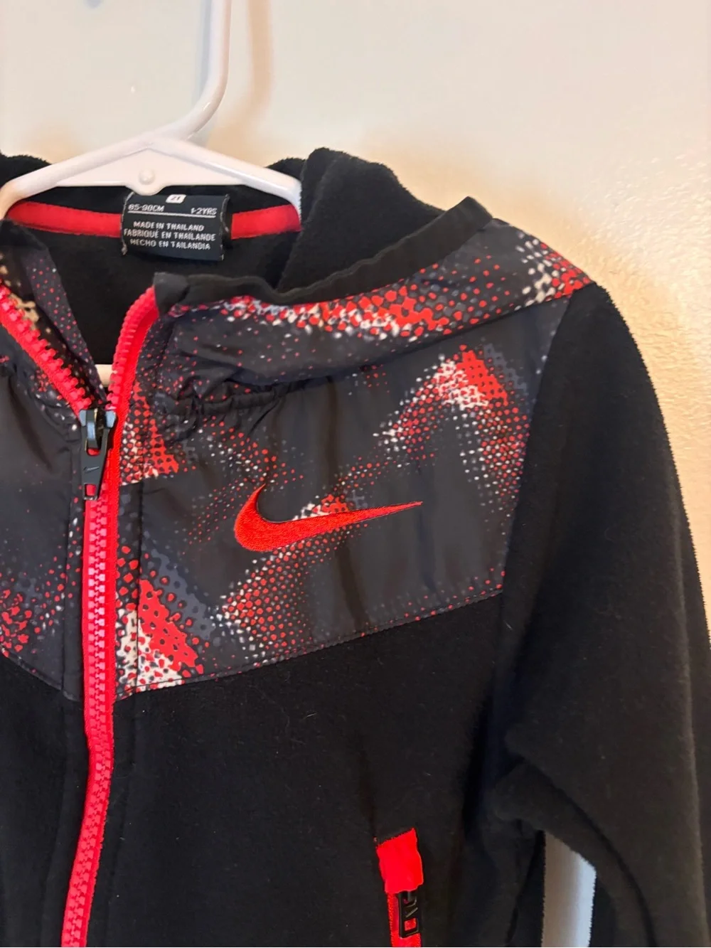 Nike Kids Black Hoodie Jacket with Red Accents